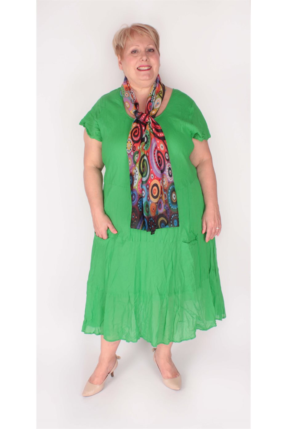 Robe Verte avec poche sur le devant